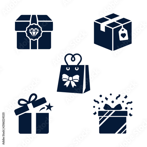 Gift Box and Present Package Icon Collection, Elegant Celebration Vector Set