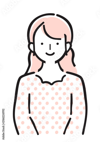 母親・ママ・子育て中の女性の人物イラスト（シンプルカラー）