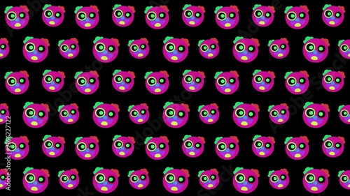 Vibrant Neon Pop Art Pattern Featuring Playful Abstract Character Faces
