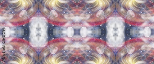 Obraz na plátně Abstract kaleidoscopic fractal pattern with vibrant nebula colors and symmetrica