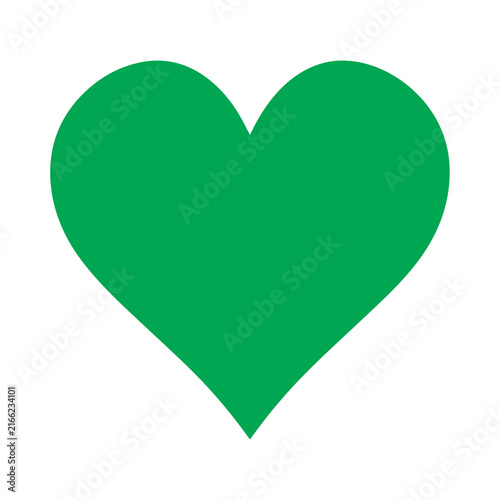 Green heart symbol features a clean minimalist layout on a solid white background.
