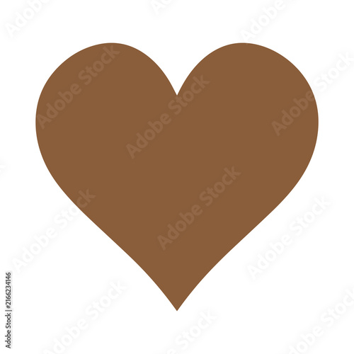 Heart vector icon designed in a warm brown color isolated on a plain white backdrop.