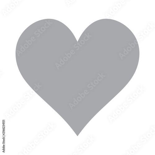 Heart shape vector icon rendered in solid grey color isolated on a white background.