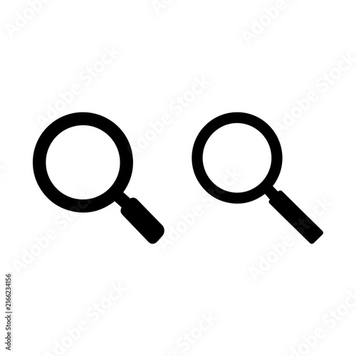 Magnifying glass icon set in black vector format isolated on a white background.