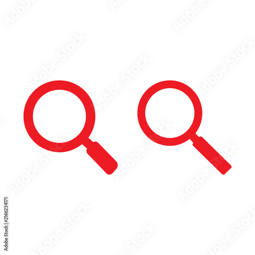 Two bright red magnifying glass icons on a transparent background signify alert or active search.