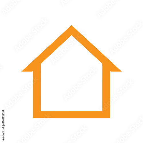 Orange house outline icon signifies residential property and real estate on transparent background.
