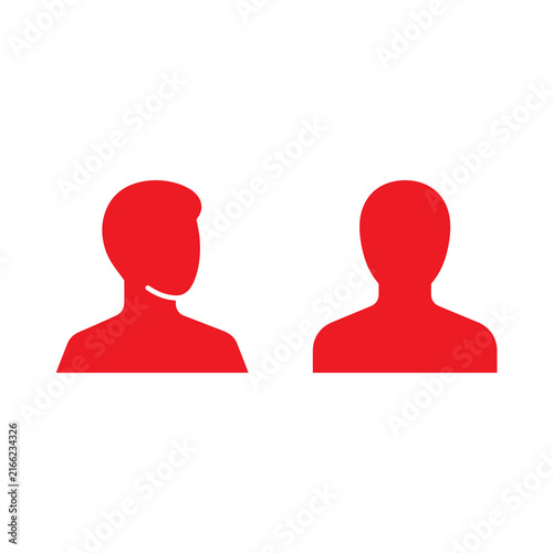 User profile icons depicting red human head silhouettes stand on a clean transparent background.