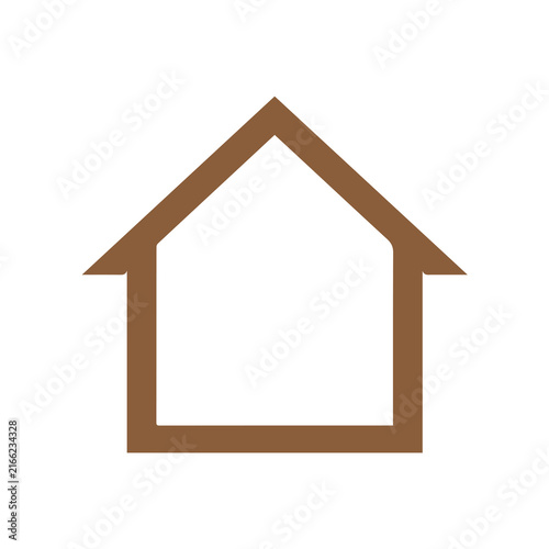 House icon in brown color represents home real estate on a plain white background.