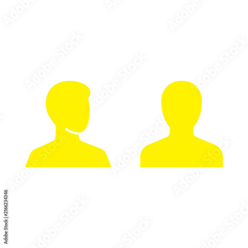 Yellow person avatar icons display front and side view on an isolated transparent background.