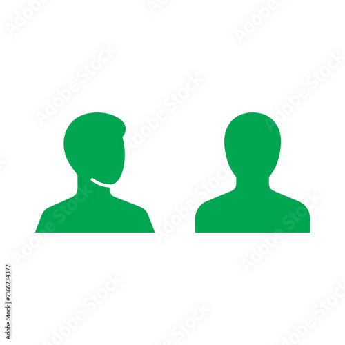 Account profile symbol collection presents bright green user silhouettes against a clear background.