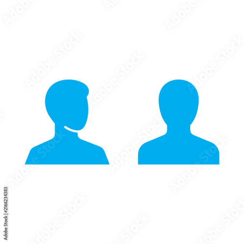 Blue user profile avatar silhouettes appear on a clean transparent background for web design.