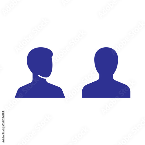 User profile icon set features dark blue male head silhouettes on a clean white background.