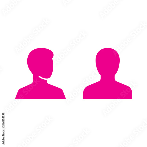 Magenta silhouette user avatar icons stand side by side on a plain transparent background.