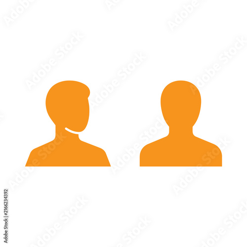 User profile vector icons in orange color display two account avatars on a white background.
