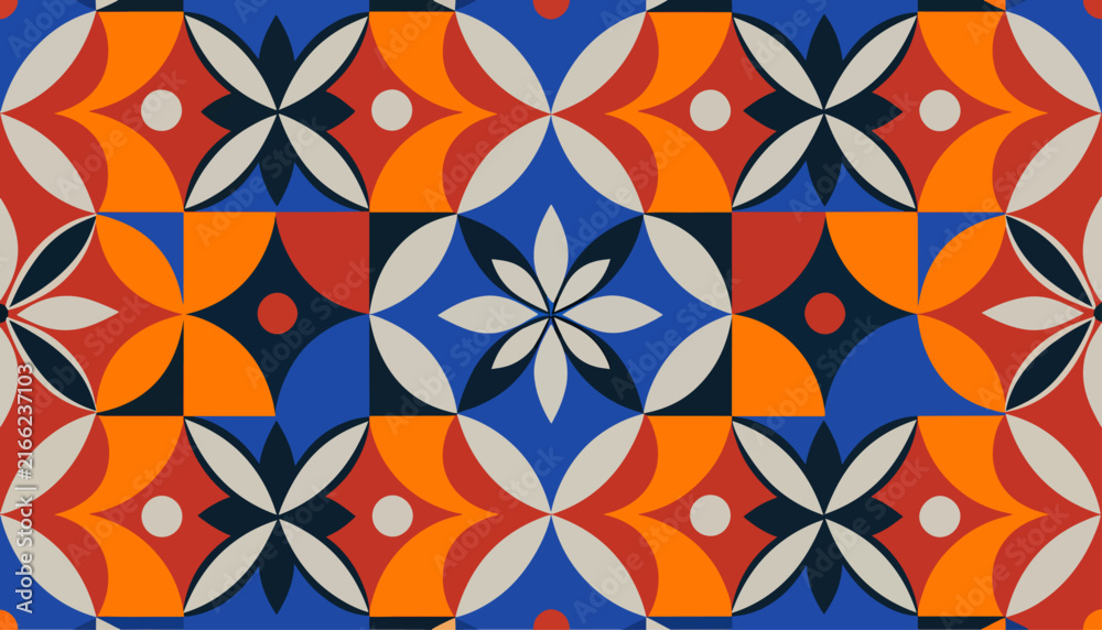Fototapeta premium Optical symmetry transforming colorful circles into captivating abstract compositions.