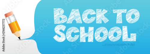 Back to school concept pencil writing on white with speech bubble 0001