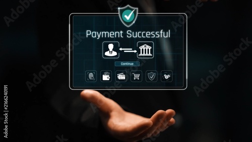 Payment Confirmation Graphic with Hand Symbolizing Successful Transaction on Dark Background Sigmoid