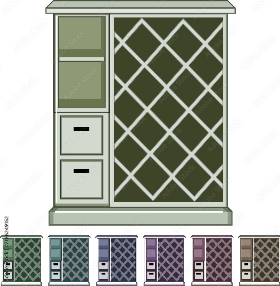 Fototapeta premium wood wine cabinet cartoon. shelf restaurant, rack ry, cellar interior wood wine cabinet sign colorful illustration