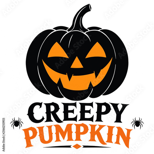 Halloween spooky carved pumpkin illustration with spiders and creepy text design spider decoration jack o lantern holiday graphic vector design scary pumpkin autumn art halloween