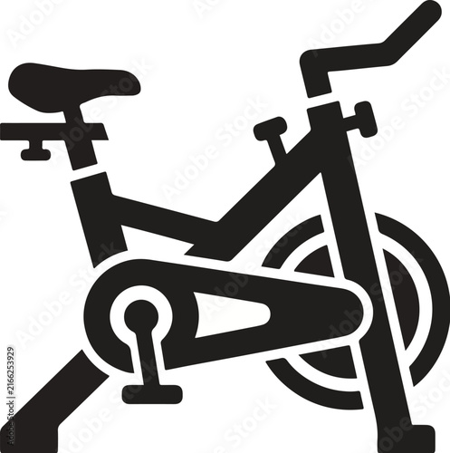 Stationary exercise bike icon silhouette for fitness training and indoor cardio workout
