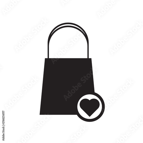 Shopping Bag with Heart Shape Line Icon for Favorite Items Vector