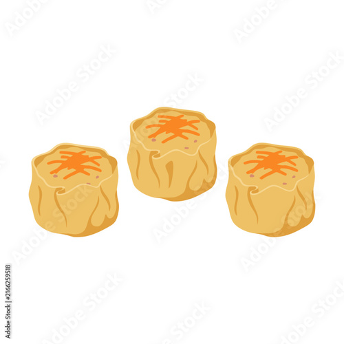 Flat vector icon of steamed chicken and shrimp dimsum dumplings on a transparent background