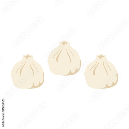 Flat vector icon of fresh steamed soup dumplings isolated on a transparent background set.