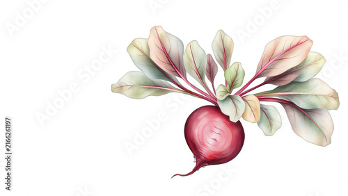 Fresh red beet with green leaves illustration