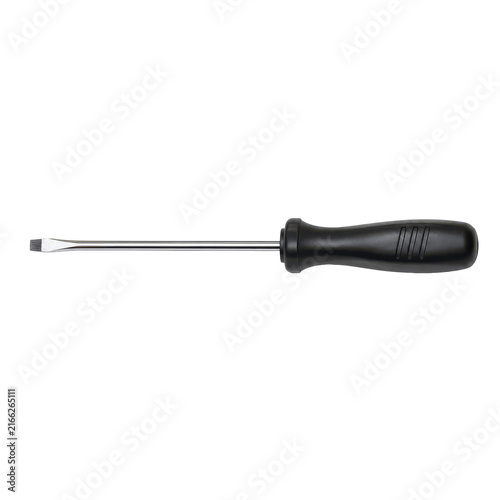 Canvastavla Single flathead screwdriver with a black plastic handle and a shiny metallic sha