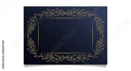 Ornate dark blue picture frame with gold accents
