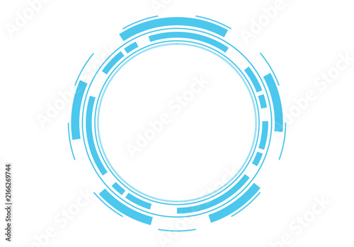 Futuristic hud circular interface element, digital scifi circle frame, abstract technology ring, glowing cyan graphic design