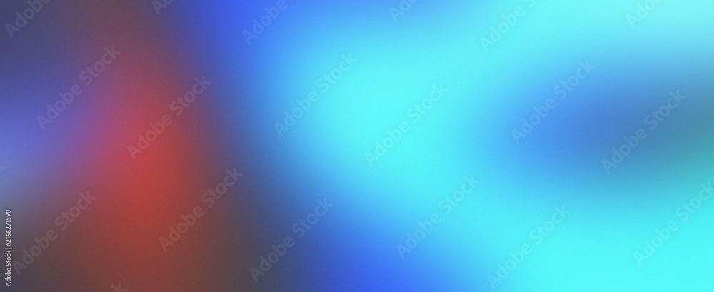 Fototapeta premium Vibrant colorful grainy gradient abstract background with cyan blue and red light leak