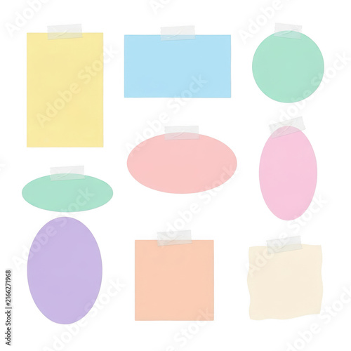 Set of colorful sticky notes with tape isolated on white background isolated on transparent background