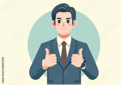 Businessman Giving Double Thumbs Up Illustration