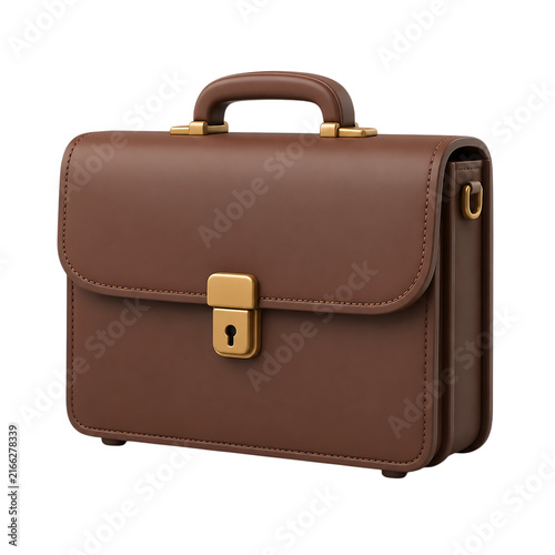 Professional Brown Leather Briefcase with Gold Latch Icon