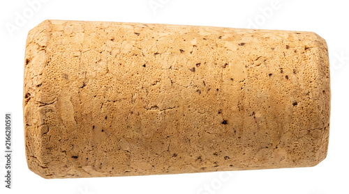 A classic cylindrical natural cork stopper showcasing a highly porous rough texture and warm earthy tones, perfect for rustic winery, beverage packaging, and traditional craft themes.