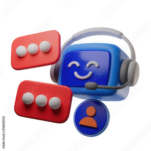 3D customer support headset robot graphic