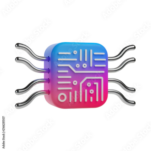 3D tech microchip processor graphic
