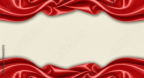 Luxurious red satin fabric draped elegantly to frame a central cream background, perfect for borders and invitations