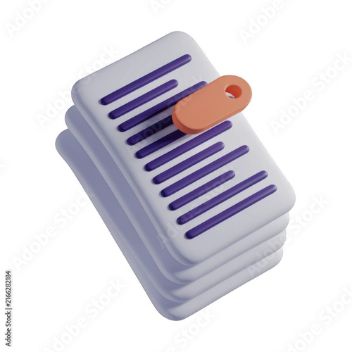 3D stacked documents tag graphic