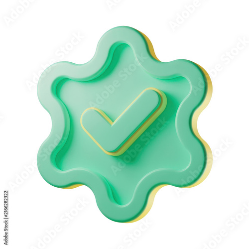 3D success verification badge symbol graphic