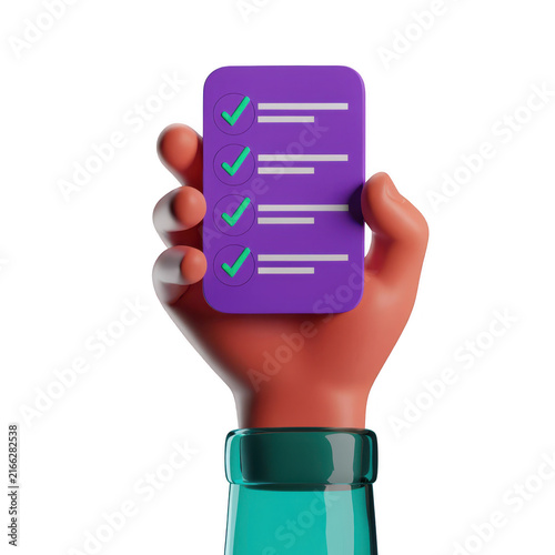 3D mobile UI screen verification checklist graphic