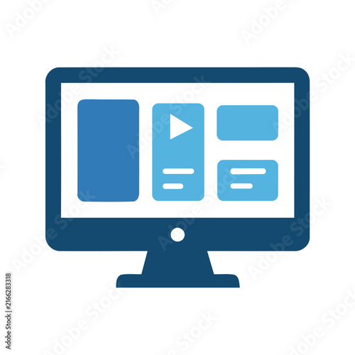 Computer Monitor Dashboard Interface Flat Icon Vector Illustration