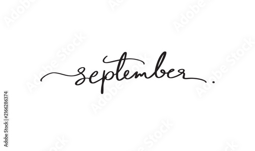 September month text font calligraphy hand written lettering script black color object icon september month happy holiday leaf plant nature harvest thanksgiving hello autumn season september month 