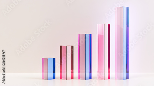 Abstract 3D glass graph symbolizing financial growth, set against a minimalis...
