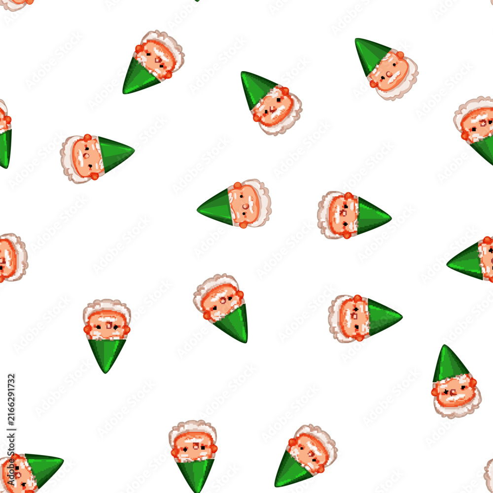 Fototapeta premium pattern funny garden gnome cartoon. funny garden gnome sign vector