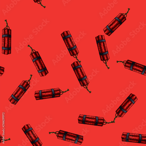 Quadro su tela pattern dynamite explosive tnt hand drawn