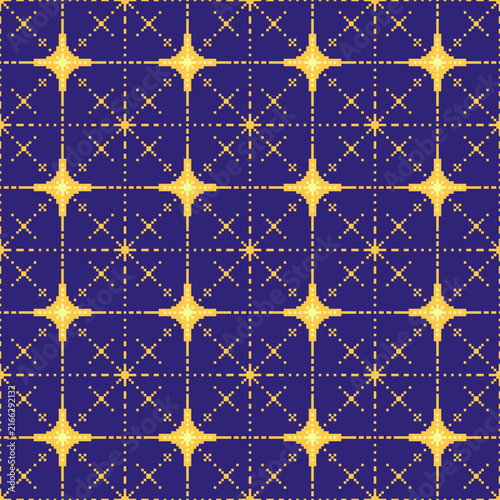Star Pixel Seamless Pattern