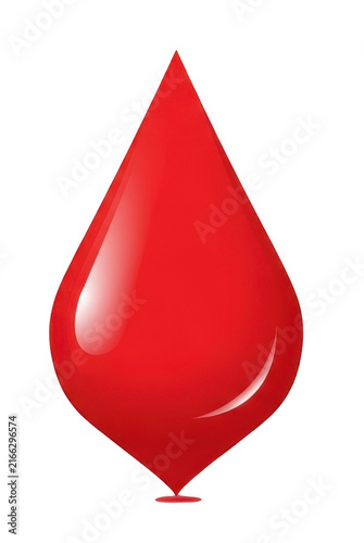 Red blood drop icon. Medical illustration of a liquid droplet for health and biology design.