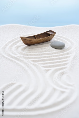 Zen Garden Boat and Stone